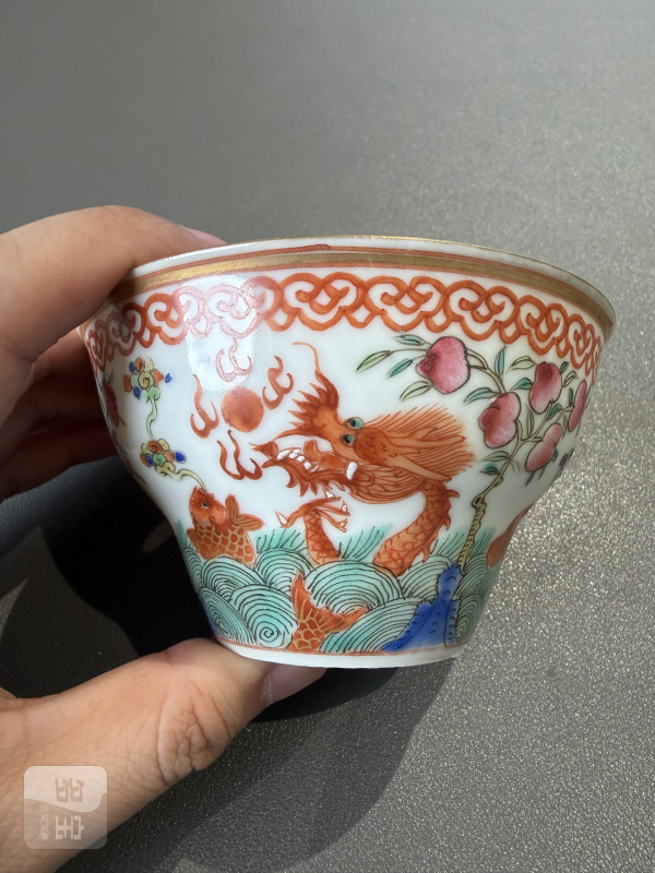 清嘉庆 粉彩鱼化龙图茶壶杯碟十三件 - 图31